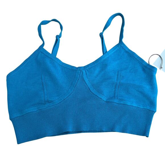 A New Day Women's Blue V-Neck Bralette Sweater - Size Medium - NWT - Picture 1 of 7
